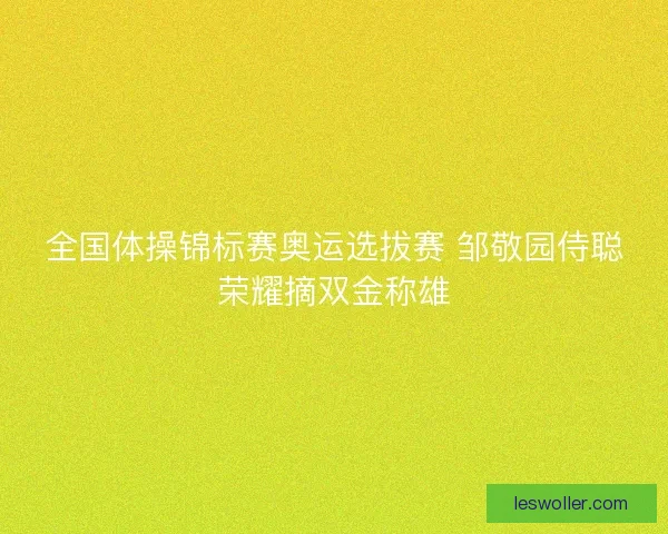 全国体操锦标赛奥运选拔赛 邹敬园侍聪荣耀摘双金称雄